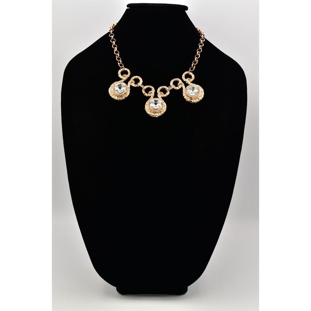 Statement Collar Necklace Rhinestone Crystal Gold… - image 2